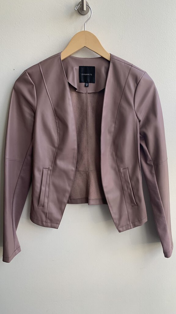 Pre-Owned Dynamite Mauve Faux Leather Open Front Jacket - Size X-Small