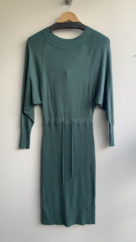 Pre-Owned RW&Co Green Cinch Waist Ribbed Skirt Sweater Dress - Size X-Small