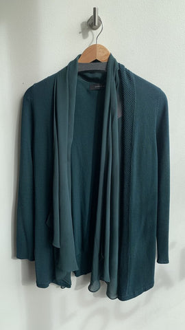 Pre-Owned Ellassay Emerald Green Sheer Collar Cardigan - Size Medium (Estimated)