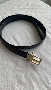 Pre-Owned Black/Brown Leather Gold Buckle Reversible Belt