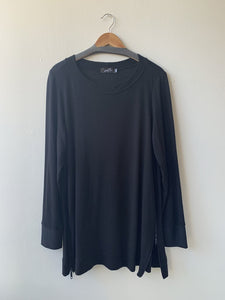 Pre-Owned Sympli Black Side Zip Long Sleeve Tunic - Size 18