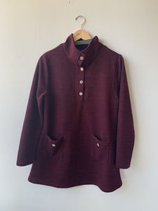 Pre-Owned Papa Vancouver Burgundy 1/4 Button Long Sleeve Tunic - Size X-Large