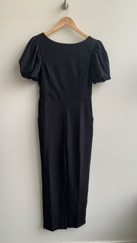 Pre-Owned Ivy City Black Puff Shoulder Jumpsuit (NWT)- Size Small