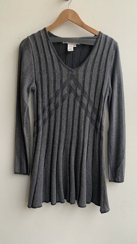 Pre-Owned Studio M Grey Long Sleeve Knit Accordian Tunic Sweater- Size Large