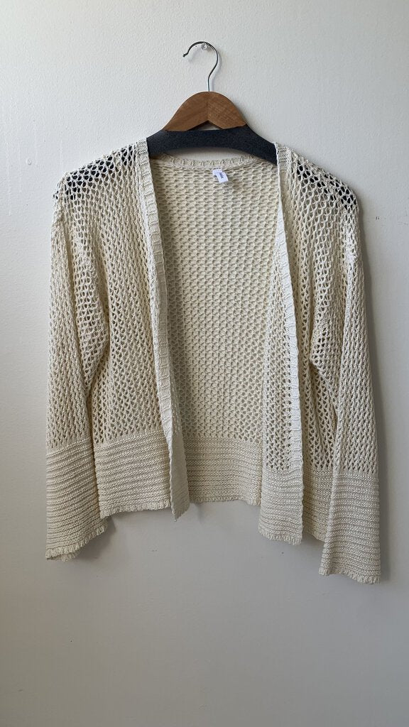 Pre-Owned Wishlist Cream Holey Knit Short Cardigan - Size Medium