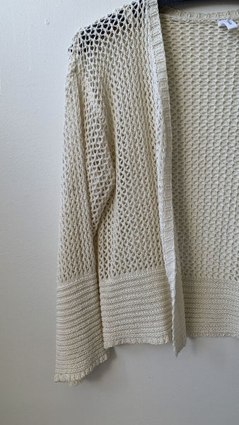 Pre-Owned Wishlist Cream Holey Knit Short Cardigan - Size Medium