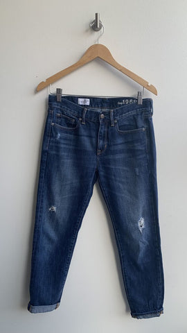 Pre-Owned Gap Dark Wash 'Sexy Boyfriend' Distressed Jeans - Size 26