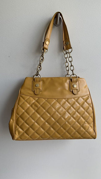 Pre-Owned Maxx New York Signature Mustard Quilted Satchel Shoulder Bag