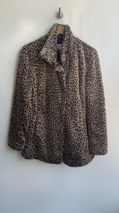 Pre-Owned Calvin Klein Leopard Print Faux Fur Coat - Size Small