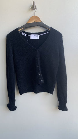 Pre-Owned Selected Black Frill Cuff Wool Cardigan - Size Small