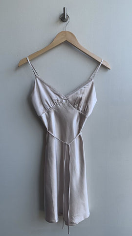 Pre-Owned Cry Baby Cream Satin Thin Strap Slip Dress - Size X-Small