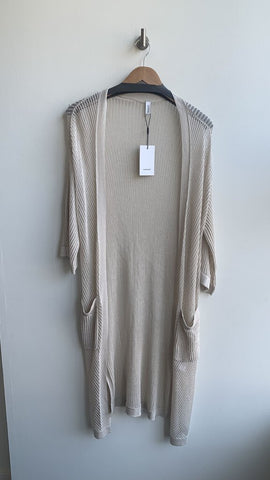 Pre-Owned Soyaconcept Cream Loose Knit Long Cardigan (NWT)- Size Small