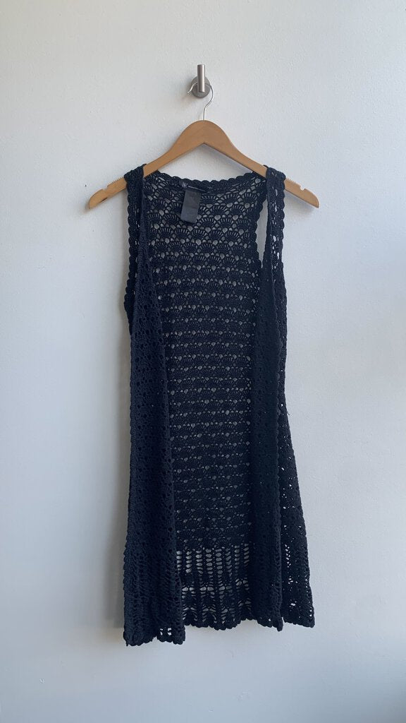 Pre-Owned INC Black Crochet Vest - SIze Small