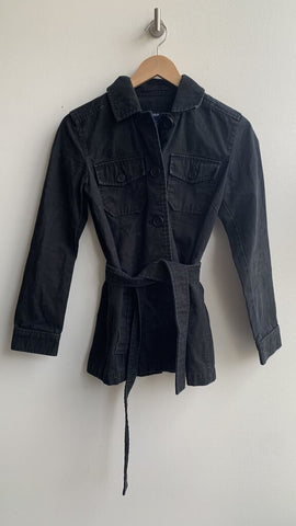 Pre-Owned Gap Black Denim Belted Jacket - Size X-Small