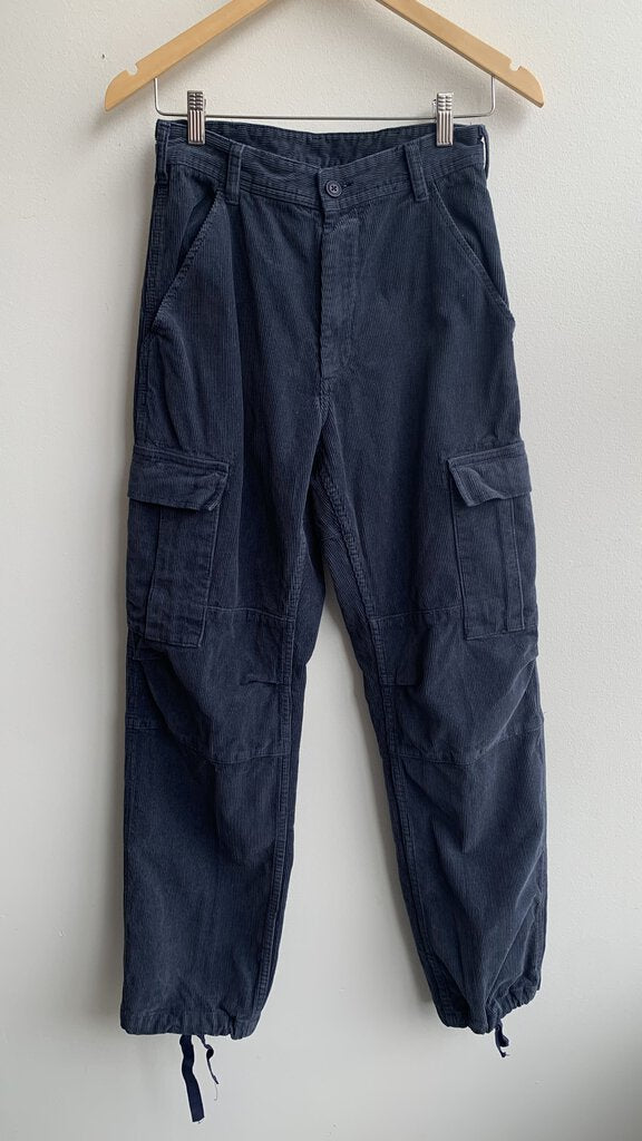 Pre-Owned J Gault Navy Corduroy Cinch Hem Cargo Pants - SIze Small