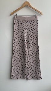 Pre-Owned Tan Leopard Print Knit Flared Pants - Size Small