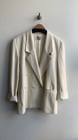 Pre-Owned Mr. Jax Cream Double Breasted Blazer - Size 12