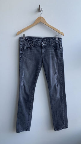 Pre-Owned Guess Washed Black Straight Leg Jeans - Size 30