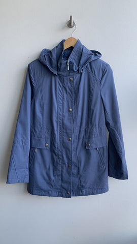 Pre-Owned Sears Slate Blue Hooded Zip/Snap Front Coat - Size Medium