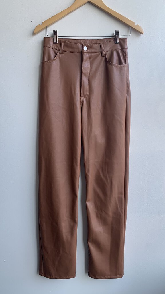 Pre-Owned Dynamite Brown Faux Leather Pants - Size 6