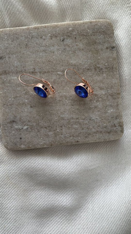 Pre-Owned Butler Rose Gold Blue Stone Threader Earrings