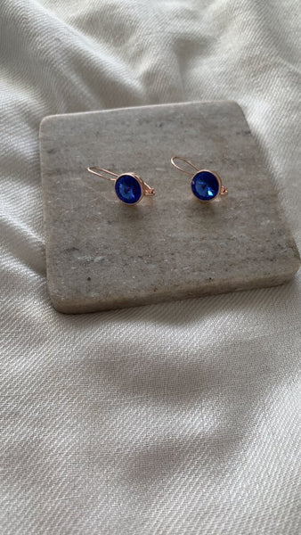 Pre-Owned Butler Rose Gold Blue Stone Threader Earrings