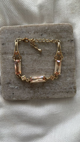 Gold w/ Rectangular CZ Stone Bracelet