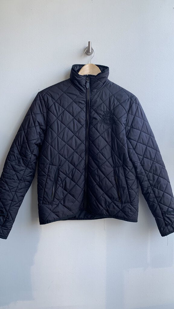 Pre-Owned Ralph Lauren Sport Black Quilted Zip Front Jacket - Size Medium