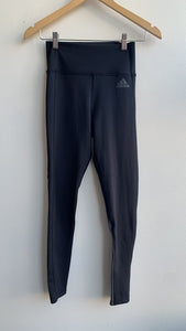 Pre-Owned Adidas Black/Grey Side Stripe Athletic Leggings - Size X-Small