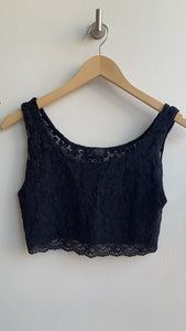 Pre-Owned Topshop Black Lace Sleeveless Crop Top - Size 6