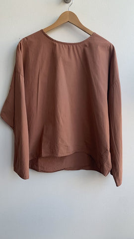 Pre-Owned Oak + Fort Brown Boxy Long Sleeve Cotton Top - Size Small