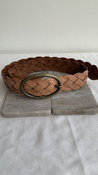 Pre-Owned Shiso Mi Brown Braided Leather Belt - Size S/M