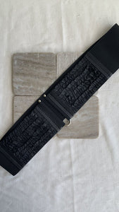 Pre-Owned Black Rouched Wide Stretch Belt - Size X-Large