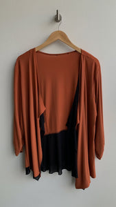 Pre-Owned Orange/Black Silky Knit Cover-Up Jacket - SIze Large (Estimated)