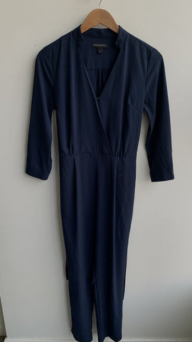 Pre-Owned Banana Republic Navy Long Sleeve Tie-Waist Jumpsuit - Size 2