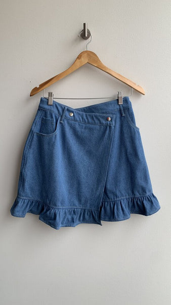 Hilary MacMillan Blue Denim 'Beatrice' Ruffle Hem Skirt - (NWT)