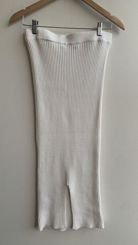 Pre-Owned Zara White Ribbed Midi Skirt - Size Small