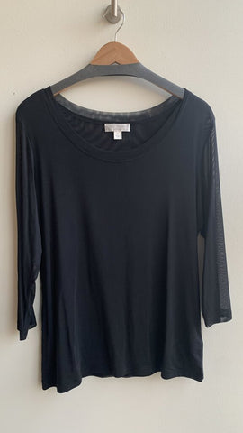 Pre-Owned Boo Radley Black Mesh 3/4 Sleeve Top - Size X-Large