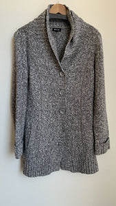 Pre-Owned Dalia Grey Button Front Grandpa Style Cardigan - Size Small