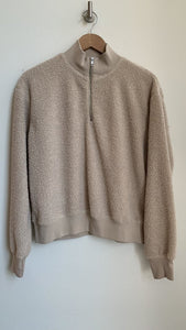 Pre-Owned Topshop Sand 1/4 Zip Teddy Sweater - Size 8