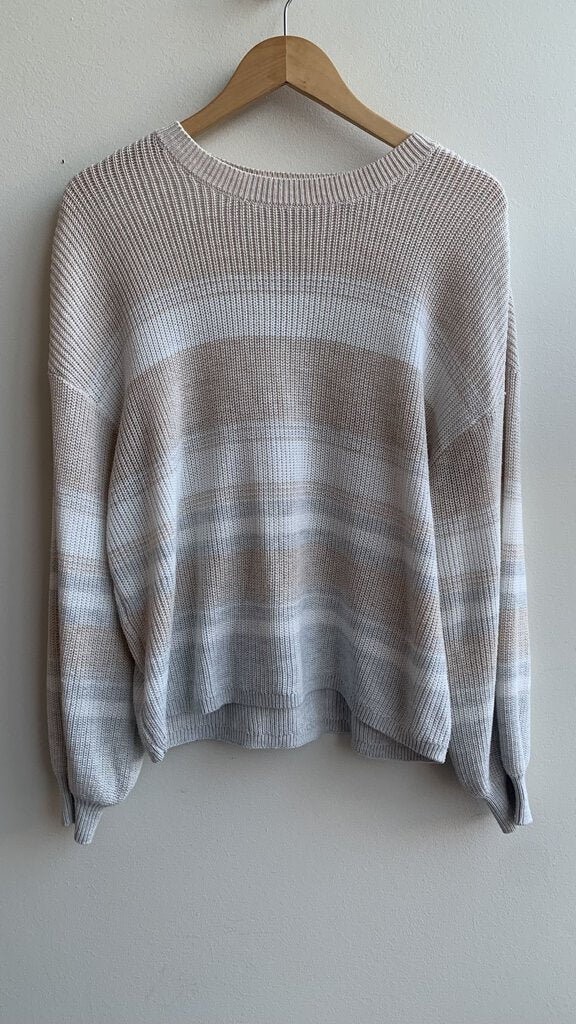 Pre-Owned Gentle Fawn Cream Striped Knit Sweater- Size Medium