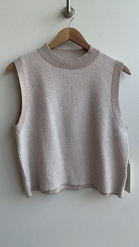 Pre-Owned Rachel Zoe Tan/White Knit Vest (NWT)- Size Large