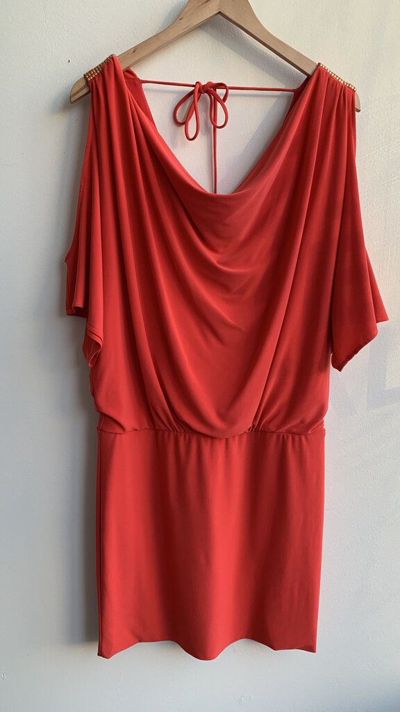 Pre-Owned Frank Lyman Red Cold Shoulder Fitted Dress- Size 10