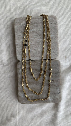 Pre-Owned Gold Twisted Chain/Beaded Long Necklace