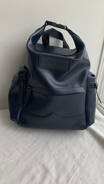 Pre-Owned Hunter Navy Blue Rubberized Leather Backpack