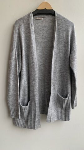 Pre-Owned Active USA Heathered Grey Rib Trim Pocket Cardigan - Size Large