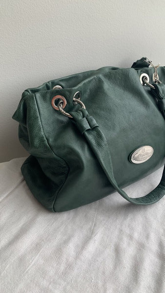 Pre-Owned Peruzzi Firenze Dark Green Leather Shoulder Bag (NWT)