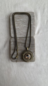 Pre-Owned Fifth Avenue Bronze Long Necklace with Chunky Brown Stone Pendant