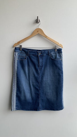 Pre-Owned Yest Denim Pencil Skirt With Side Stripes - Size 12