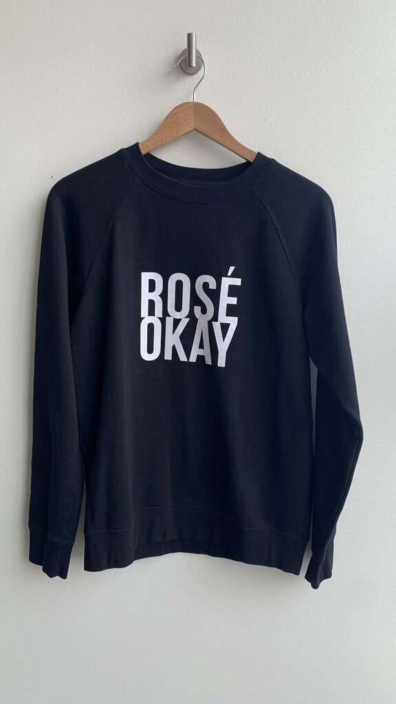 Pre-Owned Brunette the Label Black 'Rose Okay' Crewneck Sweatshirt - Size S/M